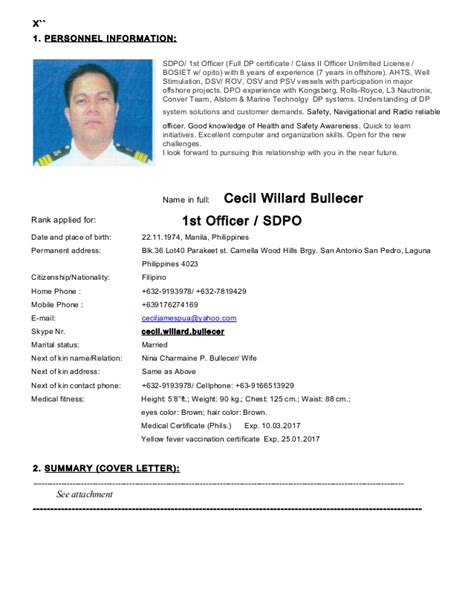 Must contain at least 4 different symbols; Seaman Resume Example Philippines / Status Maritime ...