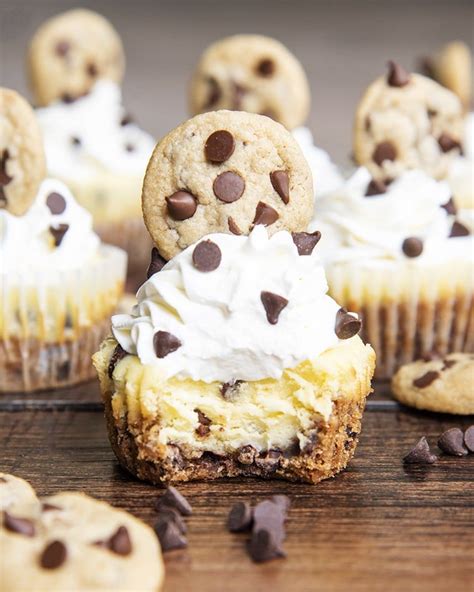 Mini Chocolate Chip Cookie Cheesecakes With Whipped Cream Chocolate