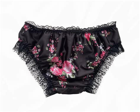 black pink satin floral frilly lace sissy bikini knickers panties size 10 20 ebay