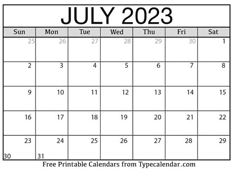 July 2023 Calendar July 2023 Free Printables 2023