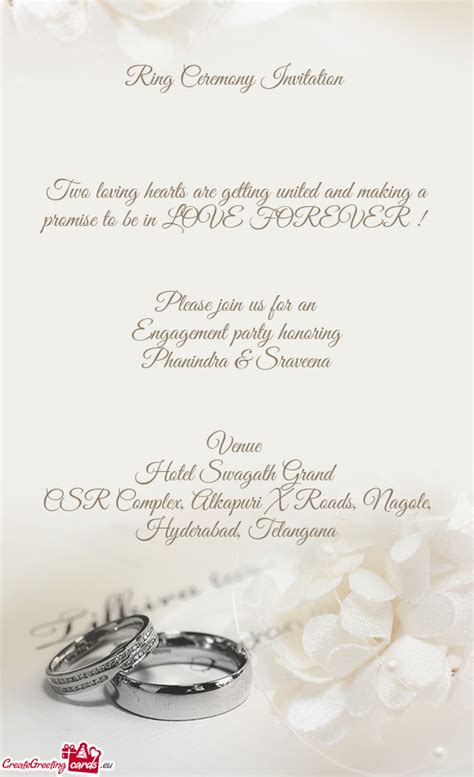 Ring Ceremony Invitation Free Cards