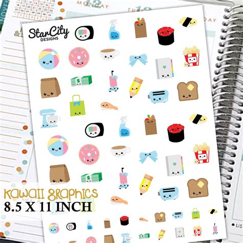 Printable Kawaii Stickers Kawaii Planner By Starcitydesigns