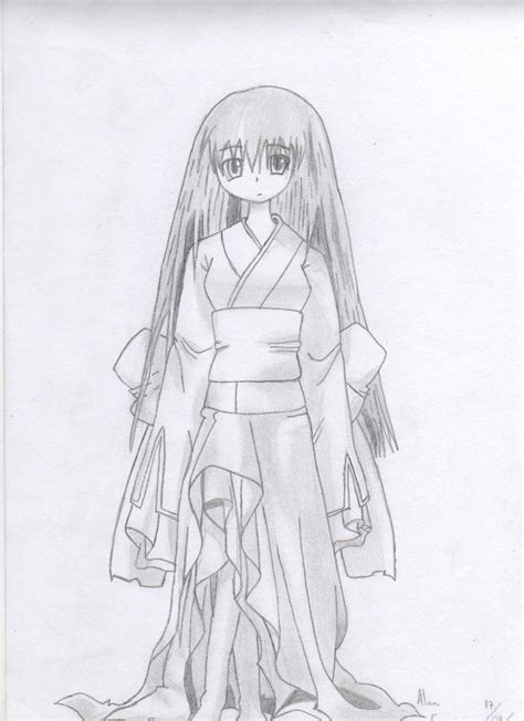 Anime Girl Kimono Drawing Creative Art