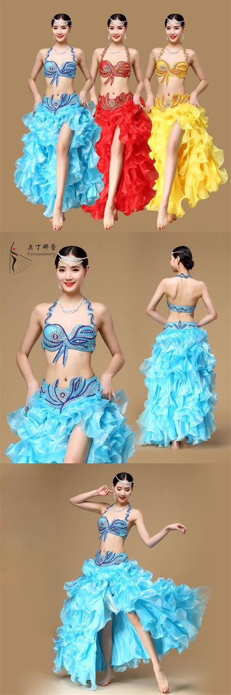performance egyptian embroidery belly dancing oriental dance costume 3pcs bra belt skirt