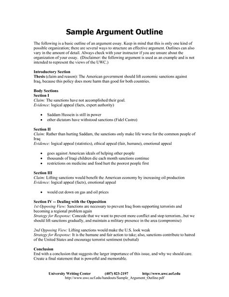 Sample Argument Outline How To Create An Argument Outline Download This Sample Argument
