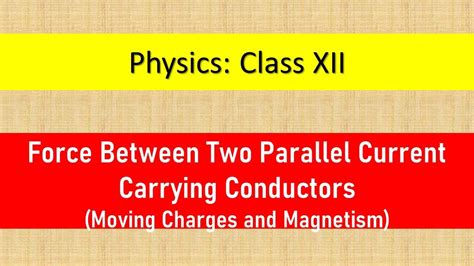 Force Between Two Parallel Current Carrying Conductors Moving Charges