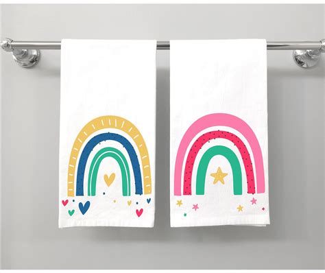 Cute Rainbow Hand Towels Kids Bath Towel Set Childrens Etsy