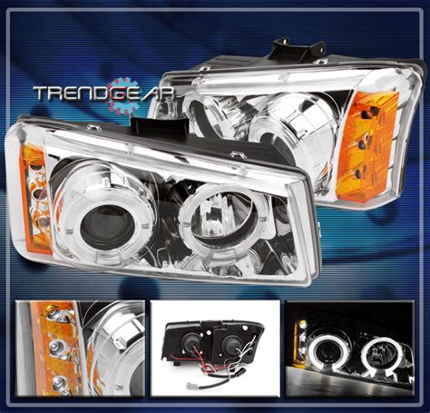 2003 2006 Chevy Silverado Dual Halo Led Projector Headlight Lamp Clear