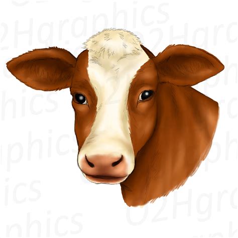 Brown Cow Clipart Sublimation Design Watercolor Drawing Cow Lovers