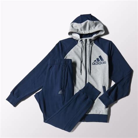 Adidas Hooded Jogger Track Suit Grey Adidas Uk Tracksuits For Men