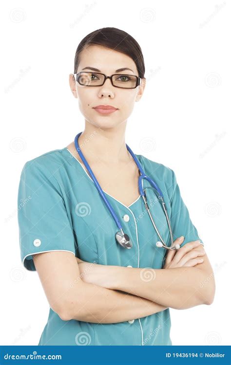 Confident Doctor Or Nurse With Glasses Stock Photo Image Of Person