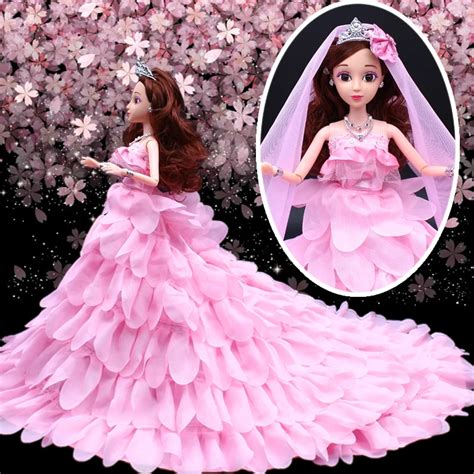 2017 International Children's Day 30cm 3D Pink Princess Doll Dress Up Barbie Dolls Girl's