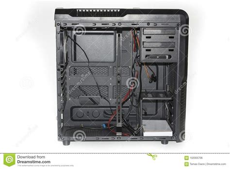 Opened Computer System Unit Isolated On A White Background Stock Photo