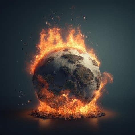 Premium Ai Image Global Warming Concept Earth Burning In Fire
