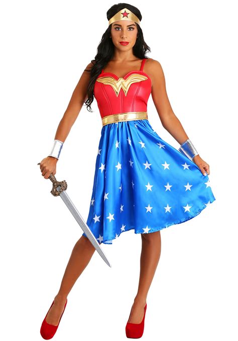 Womens Deluxe Long Dress Wonder Woman Costume