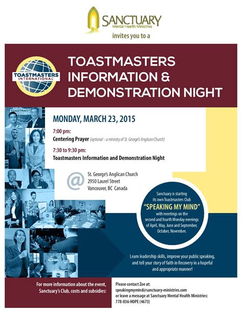 Fill out and submit the requisite new club forms to world headquarters. Toastmasters Info/Demo Night poster - Spotlight on Mental Health