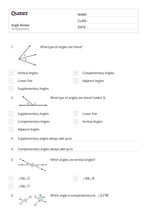 50 Angles Worksheets For 9th Grade On Quizizz Free And Printable