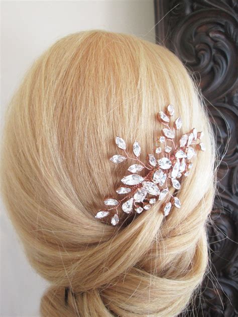 rose gold crystal bridal hair vine bridal hair comb wedding hair comb rhinestone comb