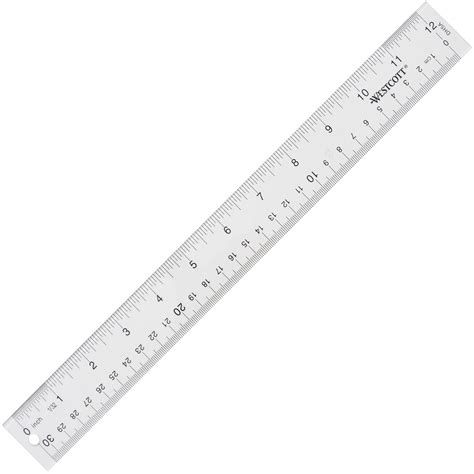 Westcott See Through Acrylic Ruler 12 Metric Imperial Clear For