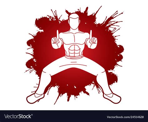 Man Kung Fu Action Ready To Fight Graphic Vector Image