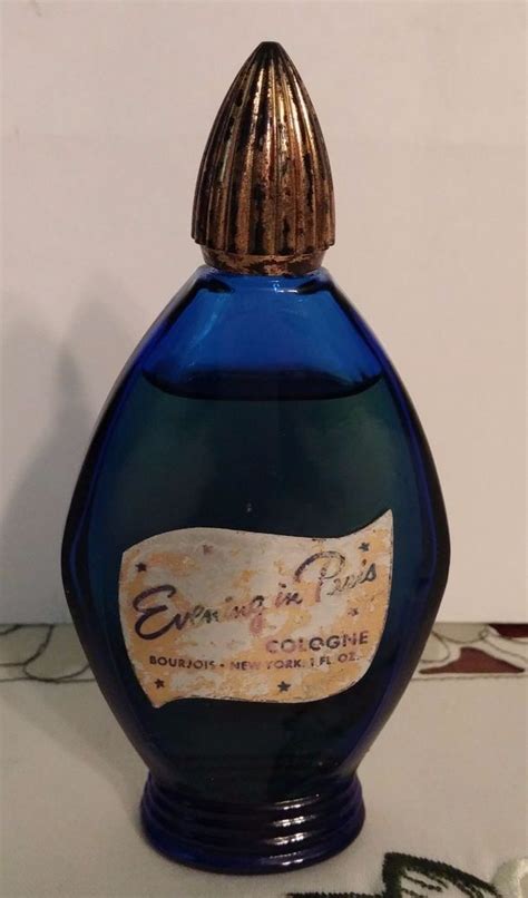 Vtg 1950s Evening In Paris Bourjois Cologne 1 Oz Cobalt Blue Bottle About 80 Blue Bottle