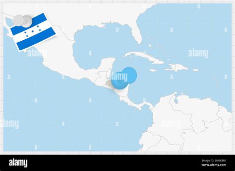 Map Of Honduras With A Pinned Blue Pin Pinned Flag Of Honduras Vector