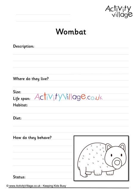 Wombat Worksheet