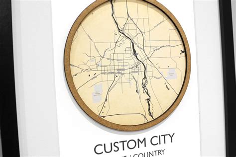Vintage Custom Map Art Custom City Map Laser Cut Wood Ts And Art
