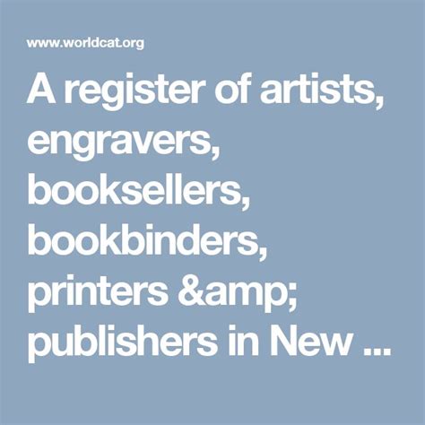 A Register Of Artists Engravers Booksellers Bookbinders Printers