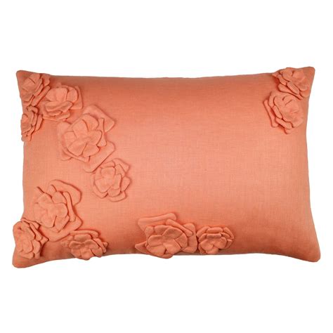 Feelin Peachy With Our Linen Bouquet Pillow In Peach Pillows Throw