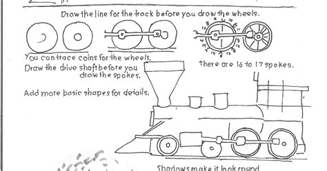 How To Draw Worksheets For The Young Artist How To Draw A Locomotive