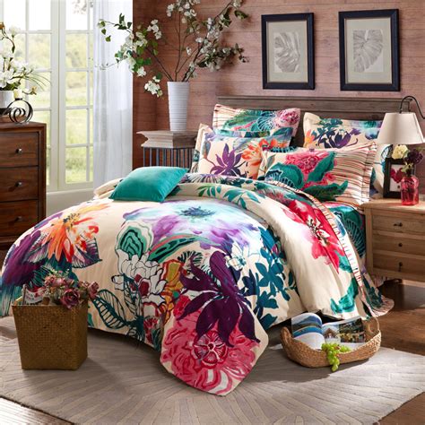 Drape this 3 piece quilt set over your bed to make it colorful and vibrant. Twin-full-queen-size-100-cotton-Bohemian-Boho-Style-floral ...