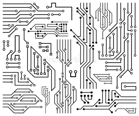 Black Vector Printed Circuit Board Design Elements Stock Vector