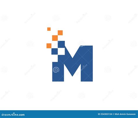 Letter M With Pixel Logo Design Vector Stock Vector Illustration Of