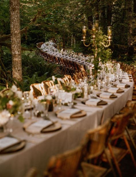 Long Winding Reception Table In The Woods Long Table Wedding Wedding