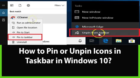 How To Pin Or Unpin Program Icons To The Taskbar On Windows 10 Video