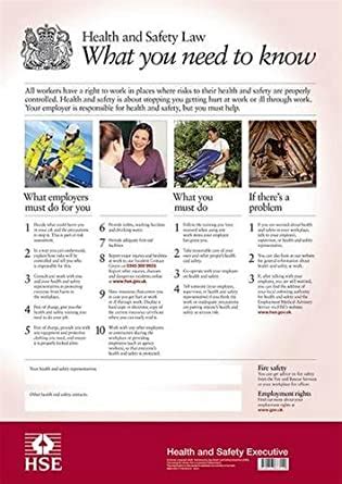 Health and safety law poster a4. Health and Safety Law: What You Need to Know: HSE: Amazon ...