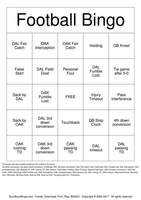 Football Bingo Cards To Download Print And Customize