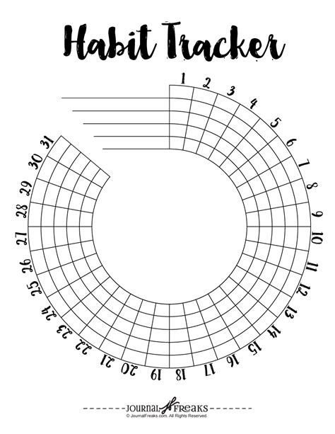 Circular 31 Day Habit Tracker Printable In 2020 Habit Tracker