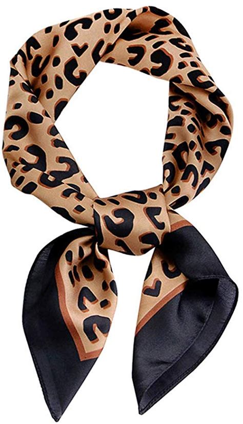Gerinly Animal Print Scarfs For Women Leopard Neck Scarf Satin Head