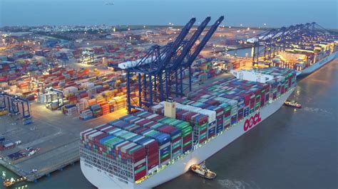 Worlds Largest Container Ship Docks At Port Of Felixstowe Youtube