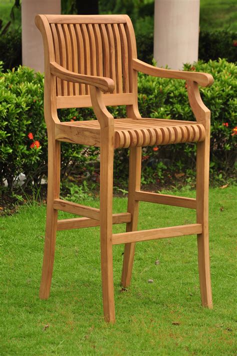 WholesaleTeak Outdoor Patio Grade A Teak Wood Giva Bar Seat High Arm Chair Only Cushions
