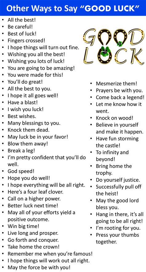 100 Other Ways To Say Good Luck Synonyms Of Good Luck