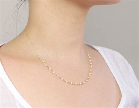 Delicate Pearl Necklace 14k Gold Filled And Ivory Freshwater
