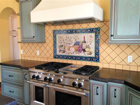 Allisons Lymans Cherub Wine And Cheese Hand Painted Tiles Kitchen