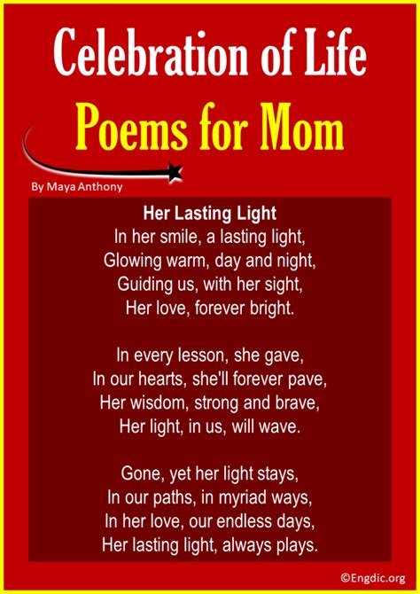 10 Best Celebration Of Life Poems For Mom Engdic