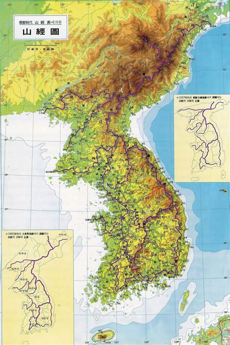 Where is north korea located on the world map. Detailed elevation map of Korean Peninsula with roads ...