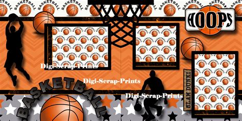 Basketball 2 Premade Scrapbook Pages Paper Piecing Layout Boy Digiscrap