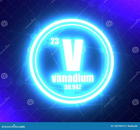 Vanadium V Chemical Element Vanadium Sign With Atomic Number Chemical