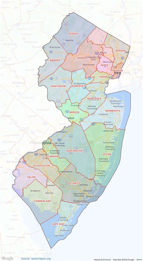 New Jersey By County Map Liva Sherry